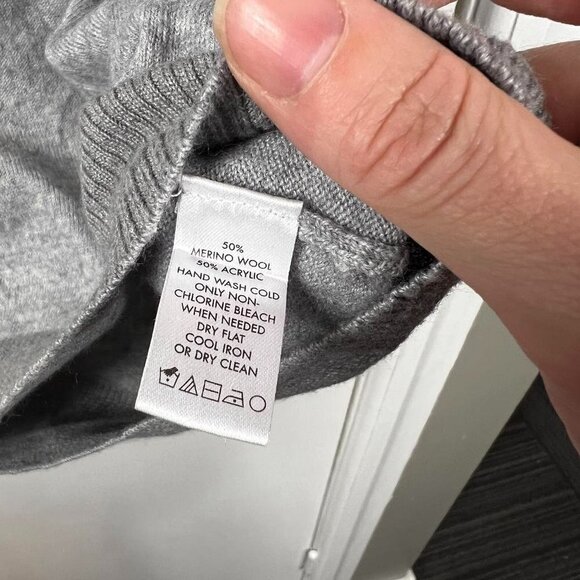 Calvin Klein Italian Yarn Heather Gray Striped Sweater |Merino Wool Blend | Sz M - Picture 7 of 9